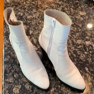 Steve Madden white leather booties
